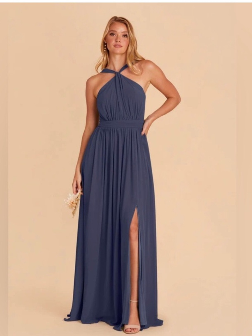 Birdy Grey Chiffon Dress in Slate Blue